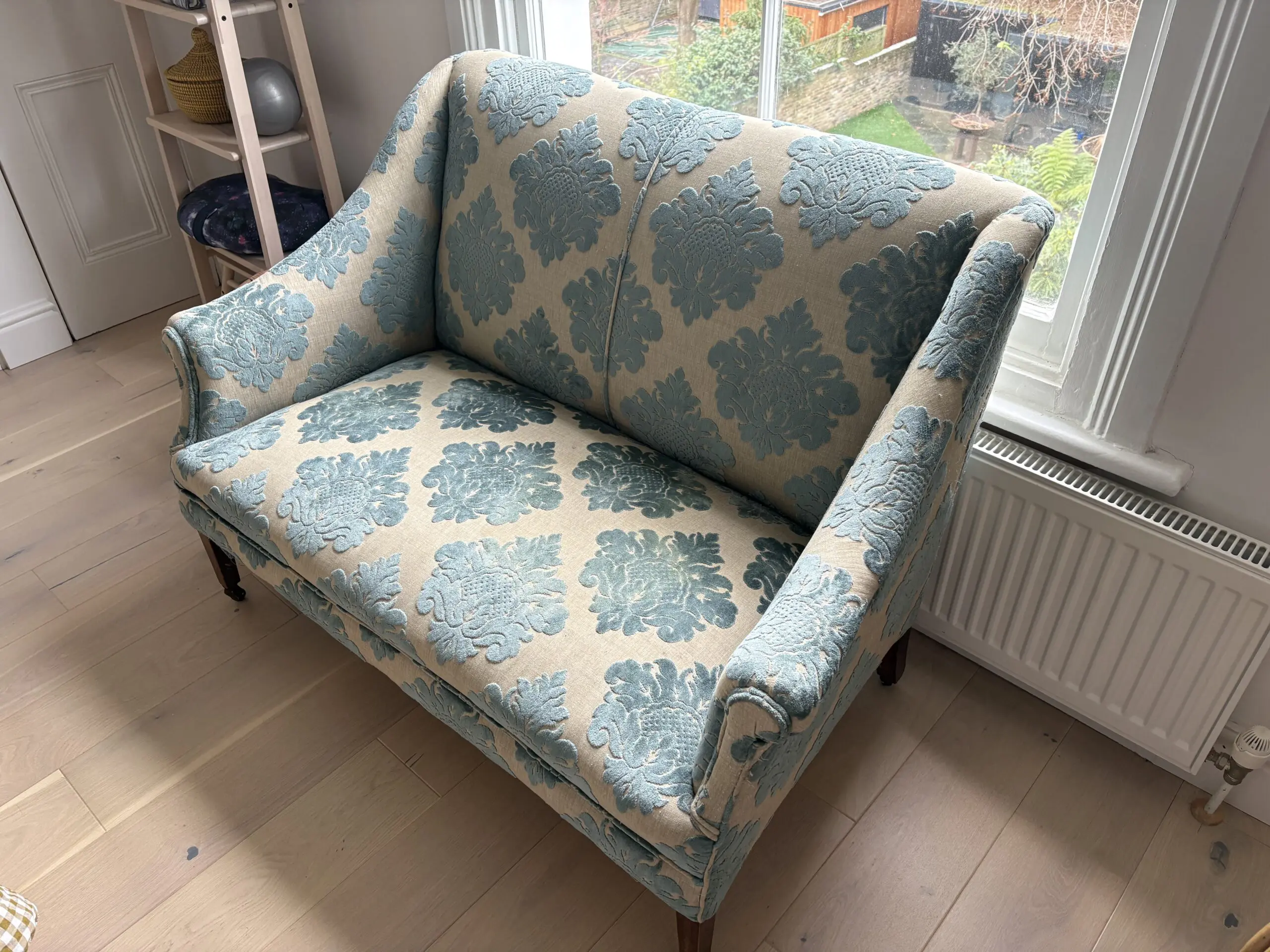Vintage Reupholstered Loveseat / Small Two-Seater Sofa – Velvet Upholstery