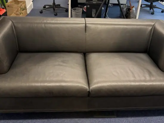 2 seater black Leather Camin Wittmann Sofa