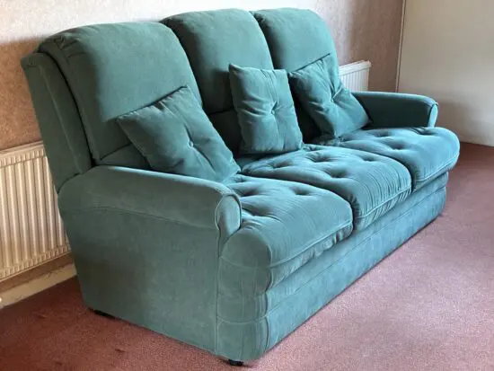 3 Piece Suite and Footstool with storage - Green