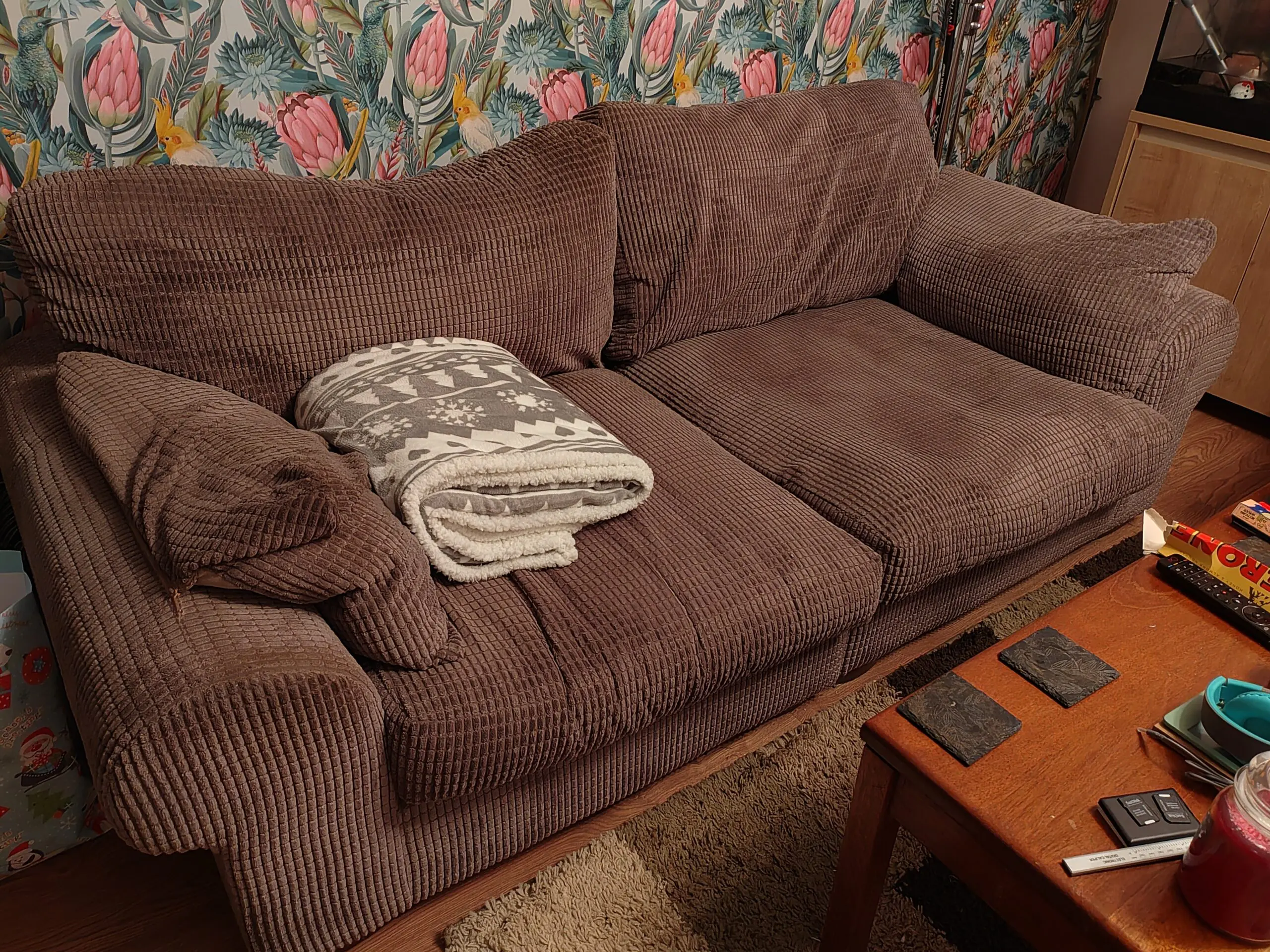 Grey 2 seater sofa and snuggle chair