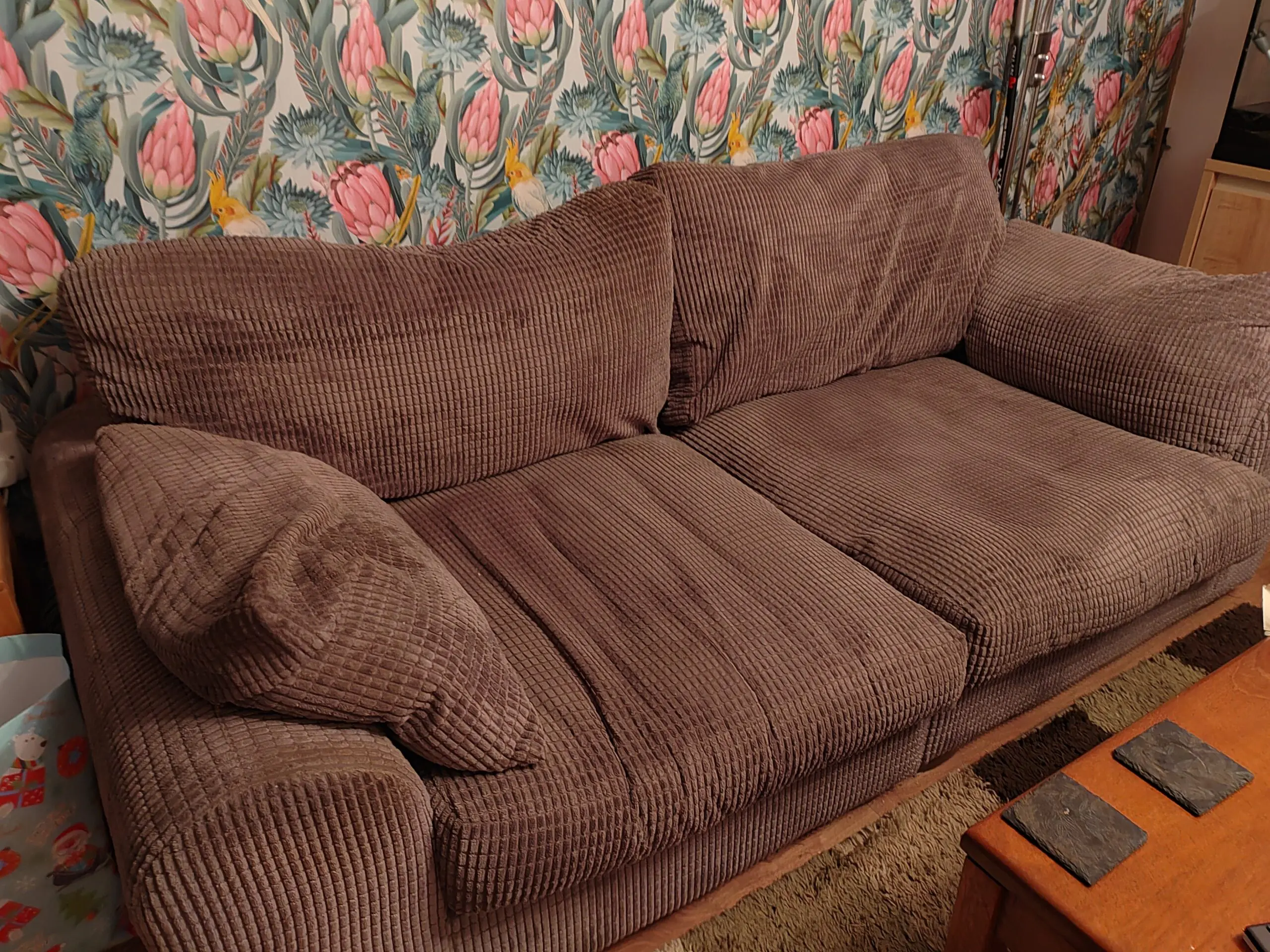 Grey 2 seater sofa and snuggle chair