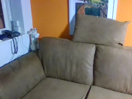 DFS Faux Brown material Sofa Two seats clean good condition fire safe labelled