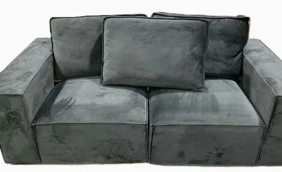Sofa in grey dark velvet feel fabric