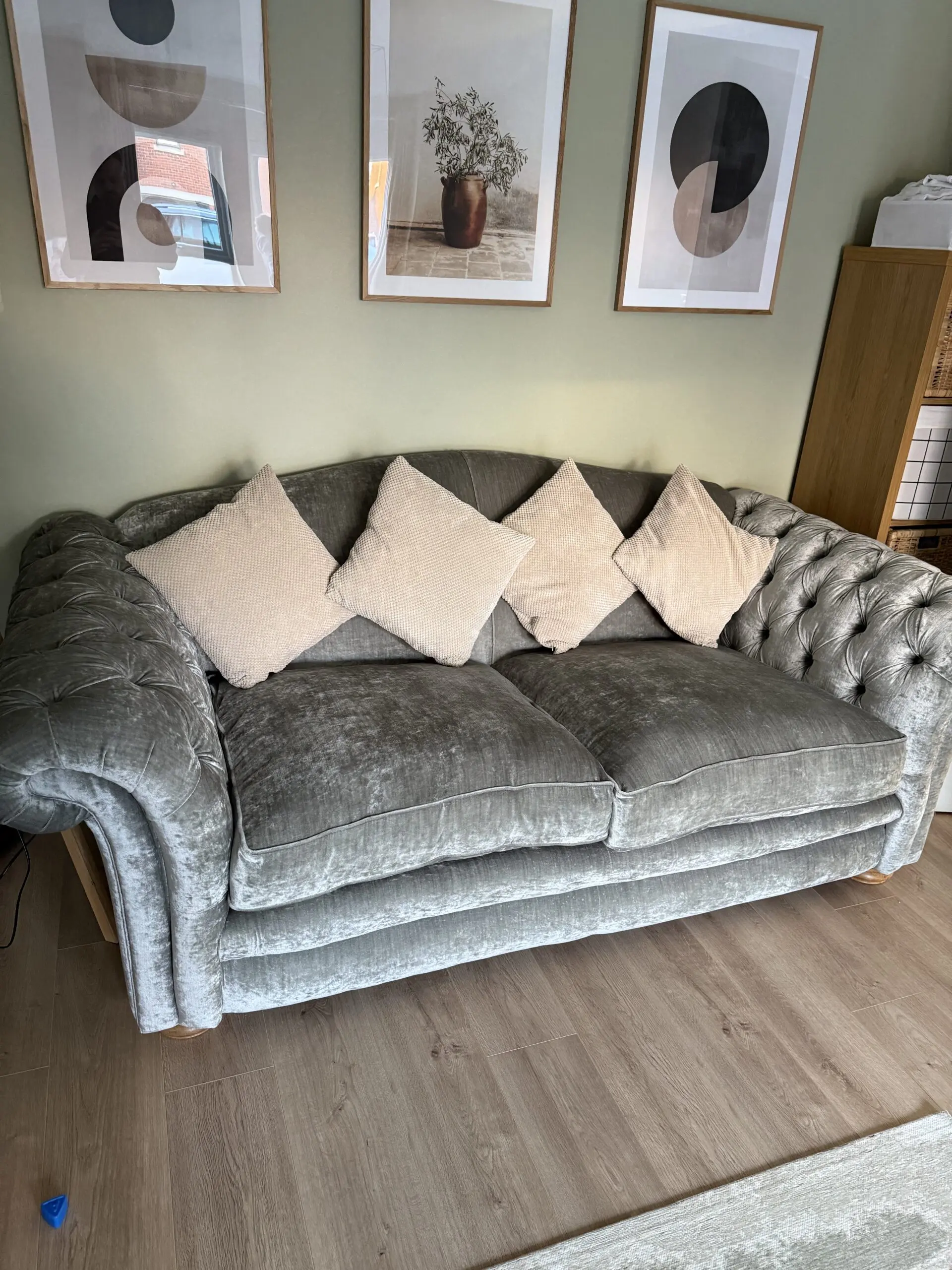 Pair of DFS Loch Leven 3-Seater Sofas – Grey/Silver – Excellent Condition