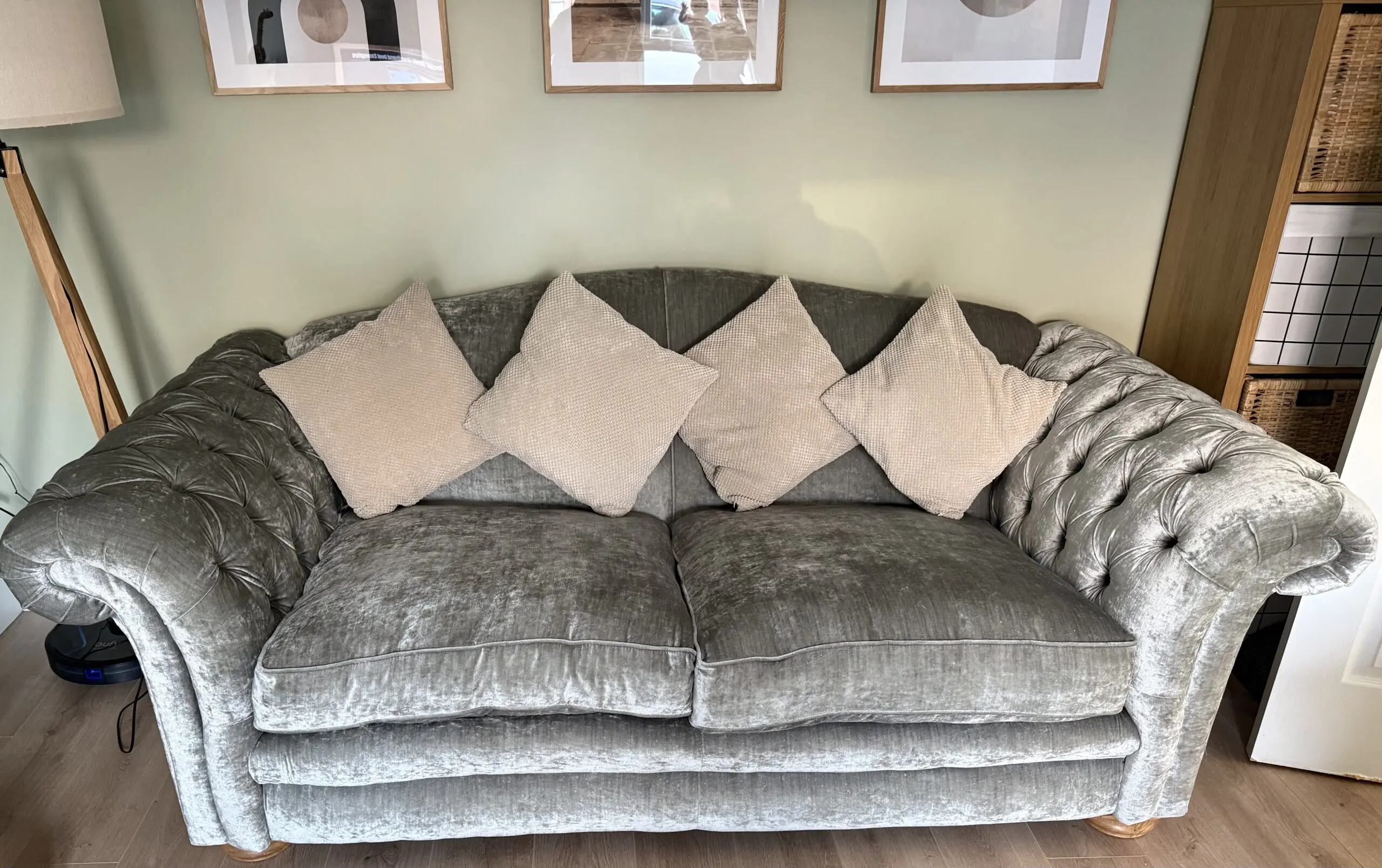 Pair of DFS Loch Leven 3-Seater Sofas – Grey/Silver – Excellent Condition