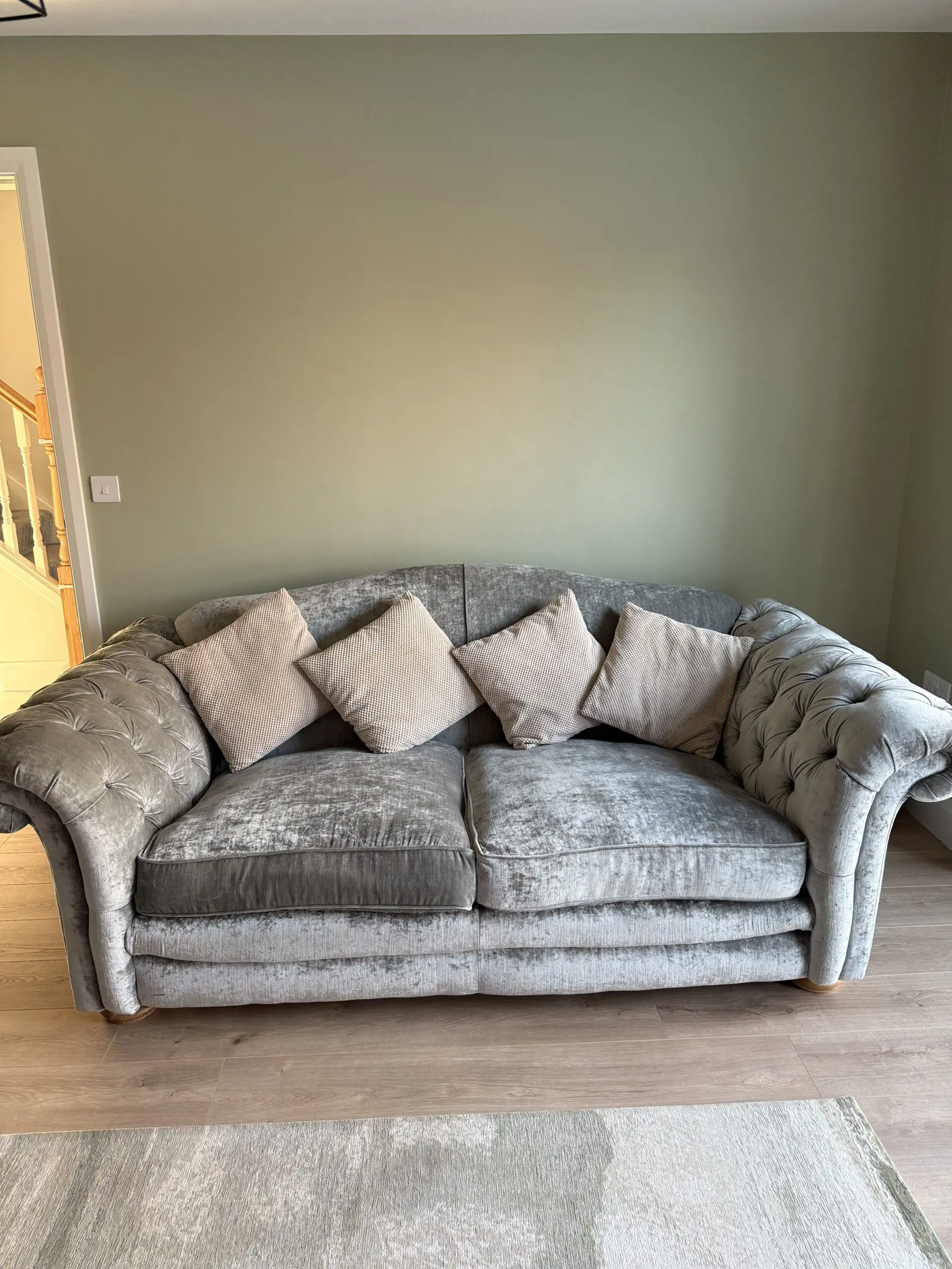Pair of DFS Loch Leven 3-Seater Sofas – Grey/Silver – Excellent Condition