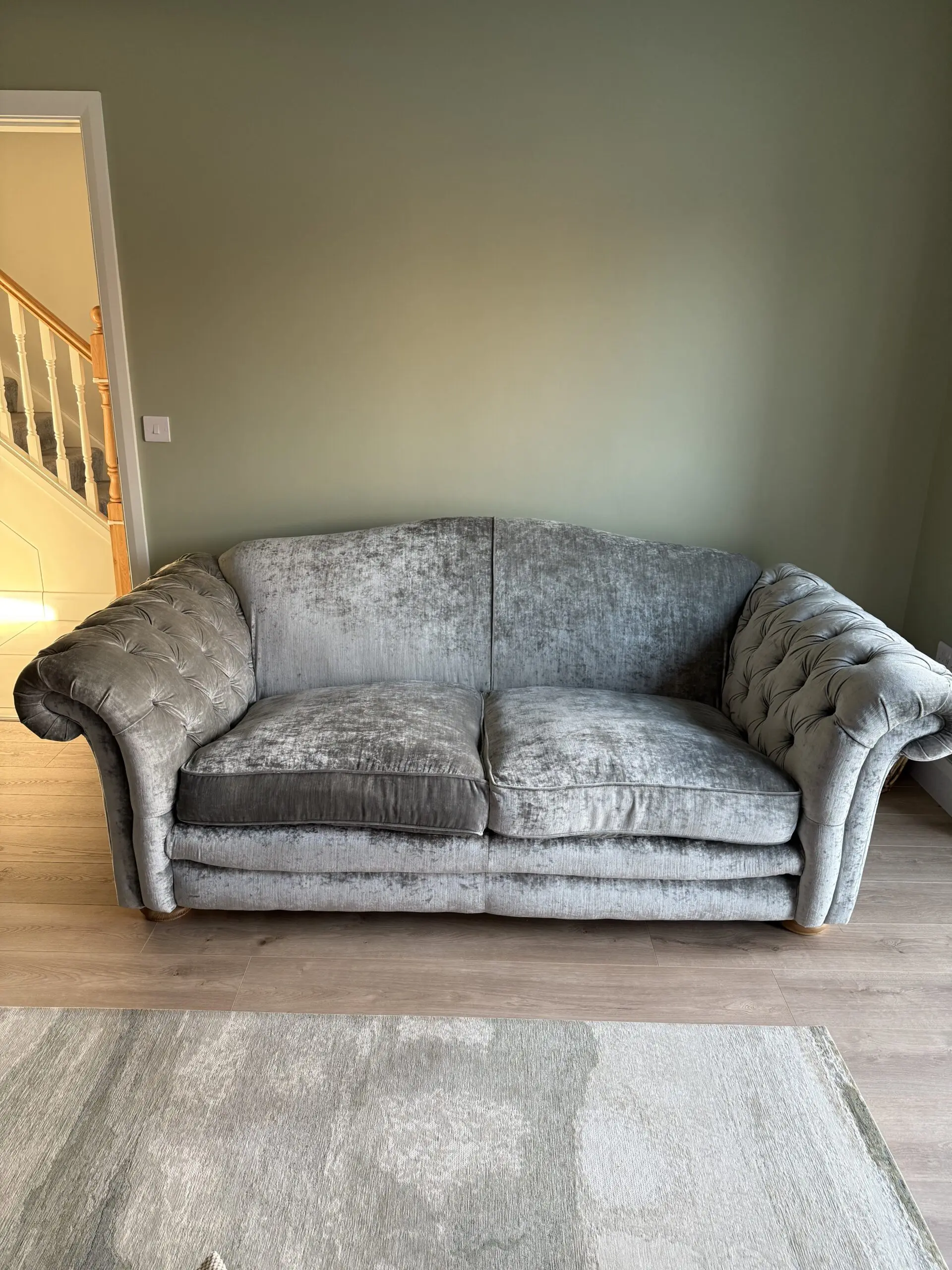 Pair of DFS Loch Leven 3-Seater Sofas – Grey/Silver – Excellent Condition