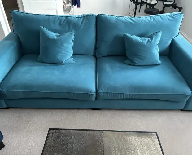 Designer Teal Velvet Sofa