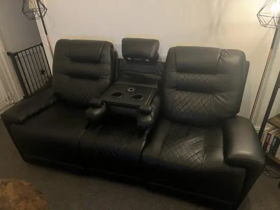 Roma Leather Electric Recliner Sofa with Cupholders - 3 Seater Sofa - Black (3 Seater)