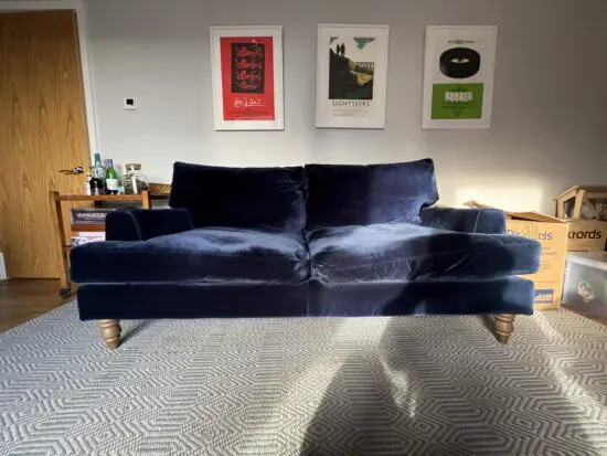 Sofa.com Isla 2.5 Seat Sofa in Prussian Blue Cotton Matt Velvet