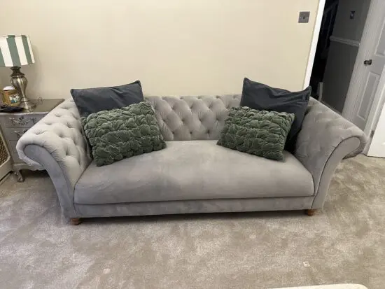 2 x Oak Furniture Land grey 3 seater sofa