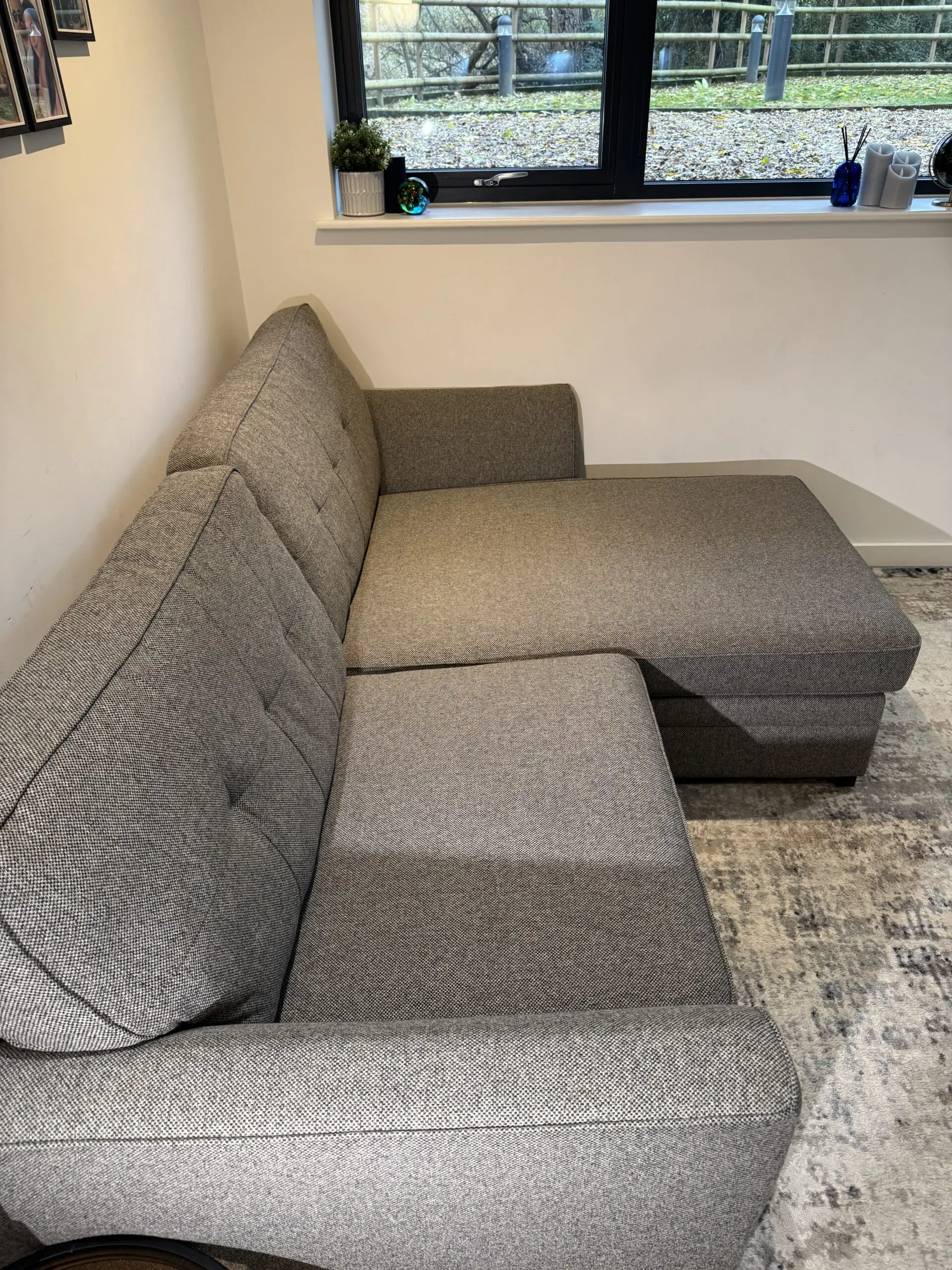 DFS corner sofa in mushroom grey - like new