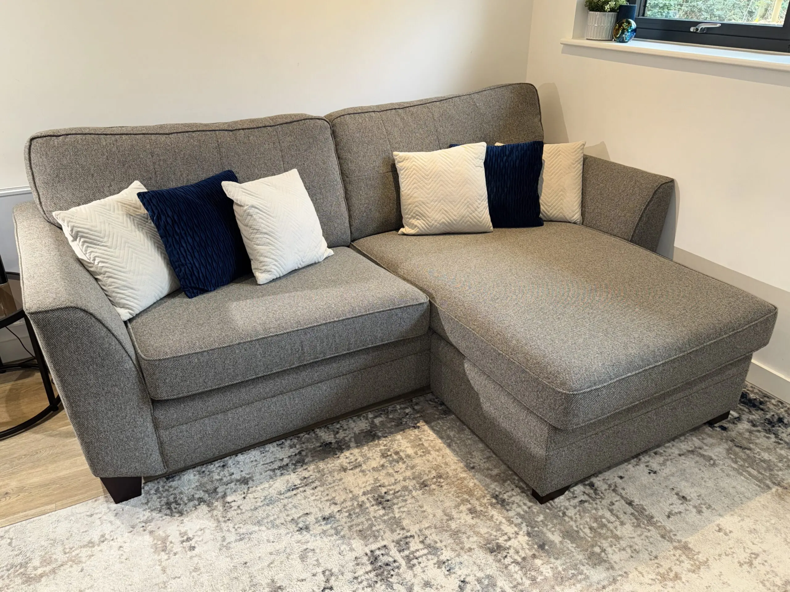 DFS corner sofa in mushroom grey - like new