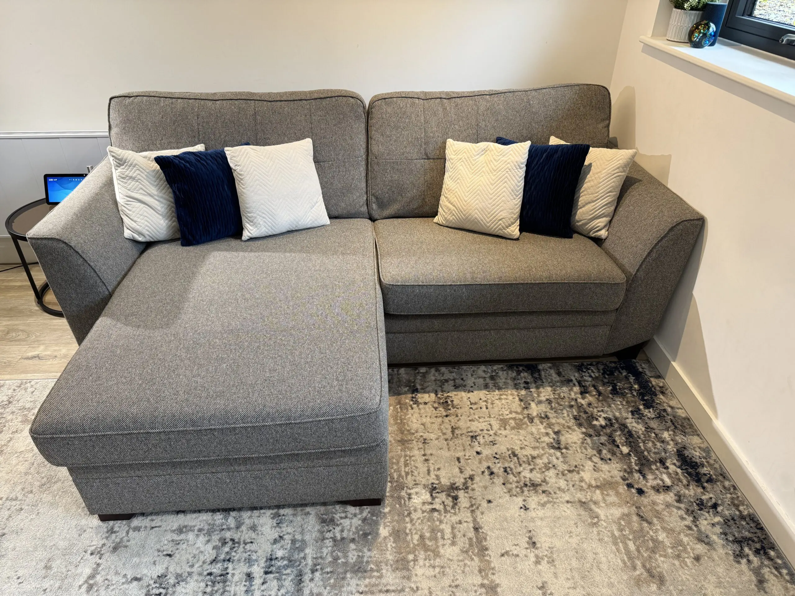DFS corner sofa in mushroom grey - like new