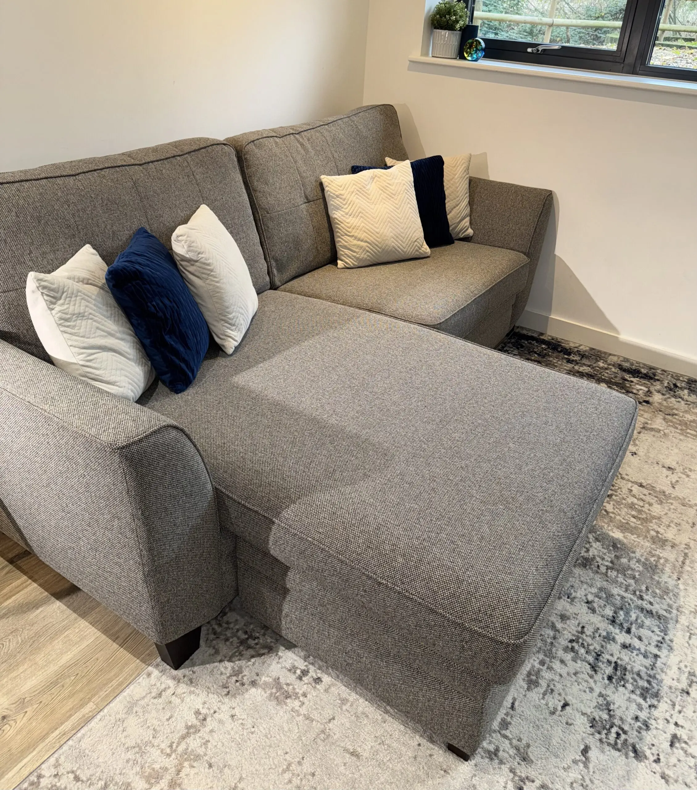 DFS corner sofa in mushroom grey - like new
