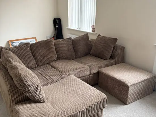 Jumbo Cord Corner Sofa Brown