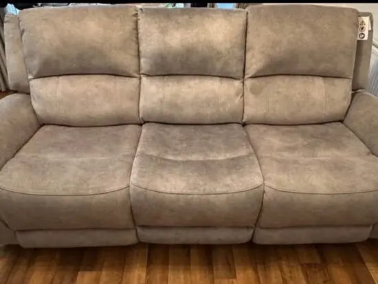 DFS Silver Dylan 3 Seat Power Recliner and Table