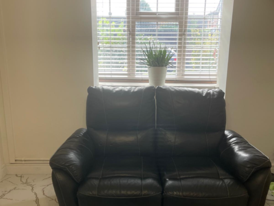 Black leather sofa 3 seater and 2 seater recliner sofa