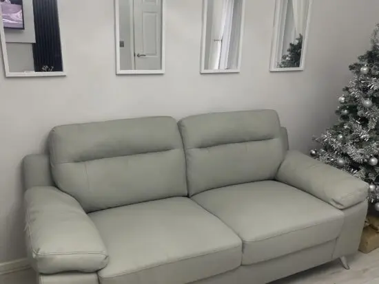 Grey leather 3 seater