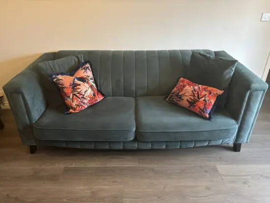 Sofology Fluted Isla Velluto Azure Teal Sofa, chair and pouffe (rug and cushions included)