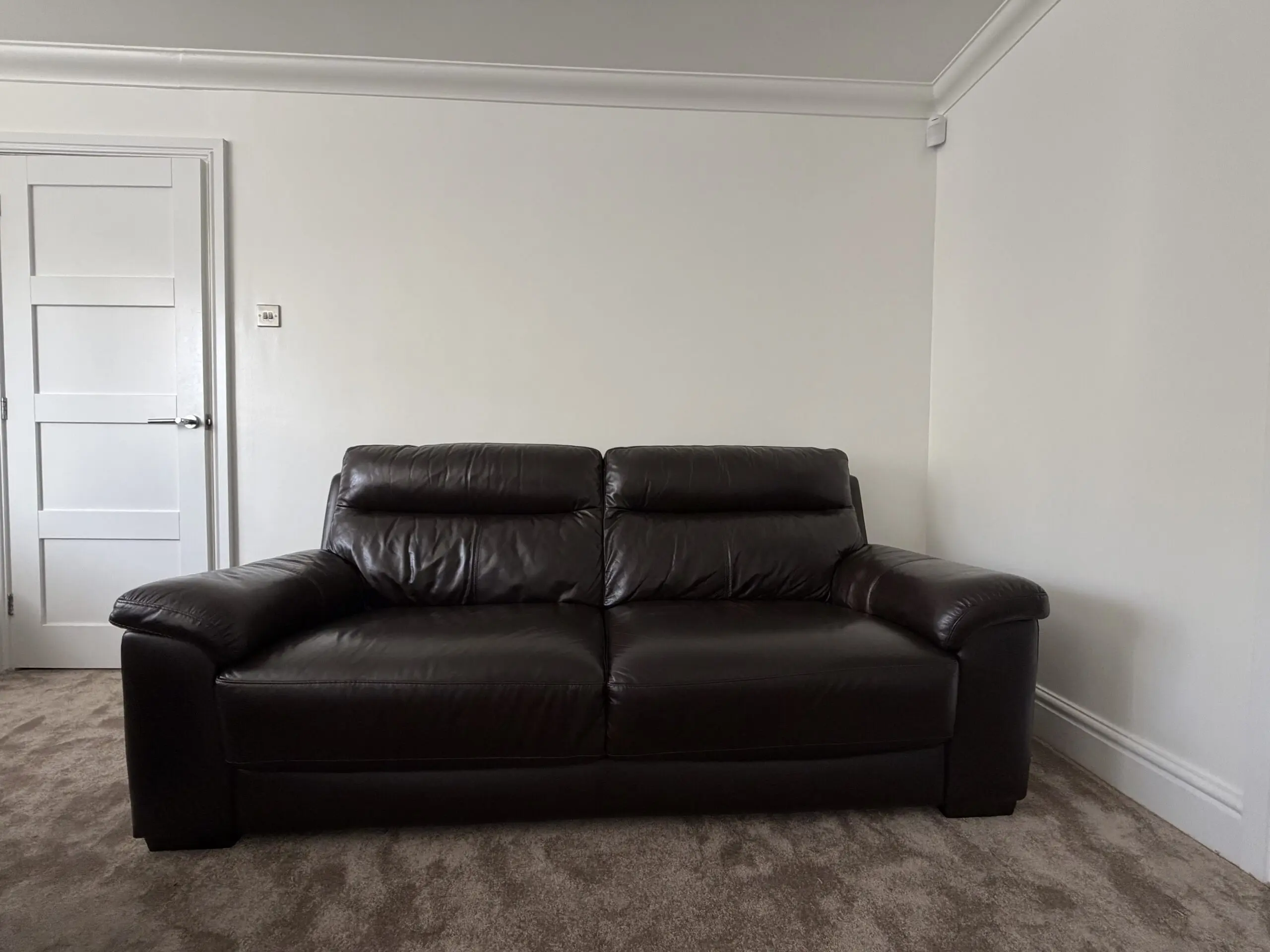 DFS Tristan dark brown sofa premium leather 3 seater, 2 seater sofa, recliner chair and storage foot stool sofa set