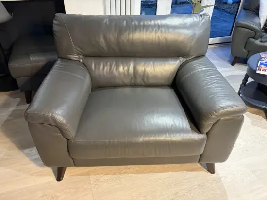DFS Grey Leather Cuddler Chair