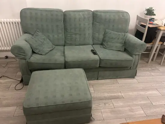 Green 3 seater sofa with storage ottoman