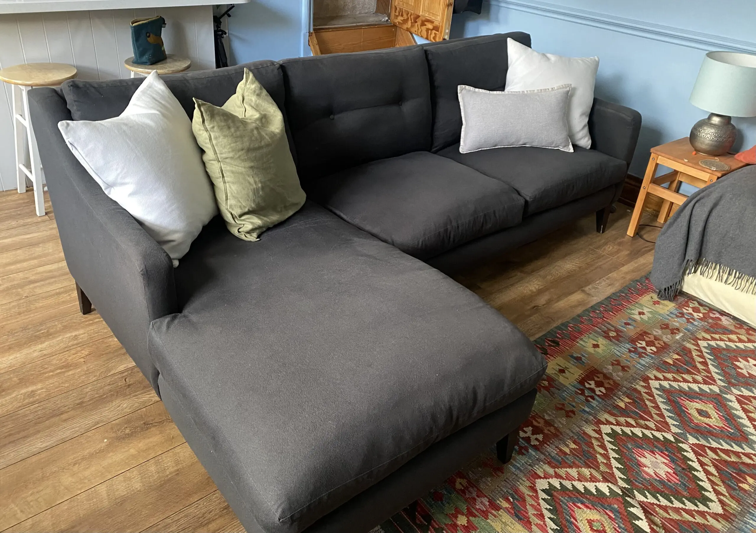 Charcoal Navy Arlo & Jacob Ferdinand Chaise sofa