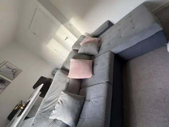 GREY CORNER SOFA BED