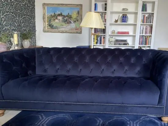 Barker & Stonehouse Navy Velvet Chesterfield - A Second Matching Sofa Is Also Available