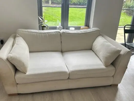 Milo Cream 3 seat fabric sofa