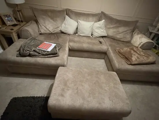 DFS Caramel Serenis 'U' Shaped sofa and footstool