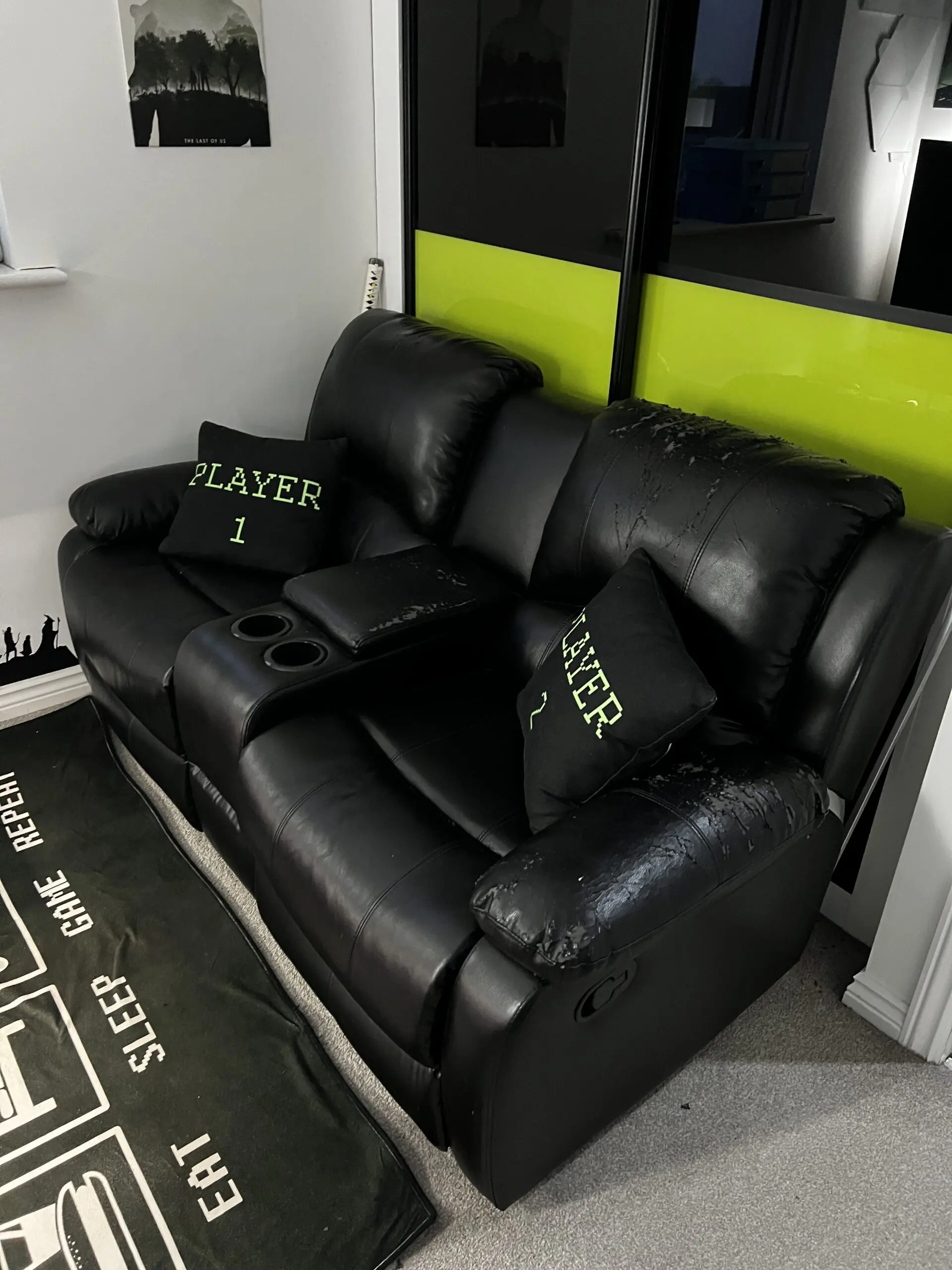 2 Seater Faux Leather Manual Recliner Sofa – Comfortable & Functional