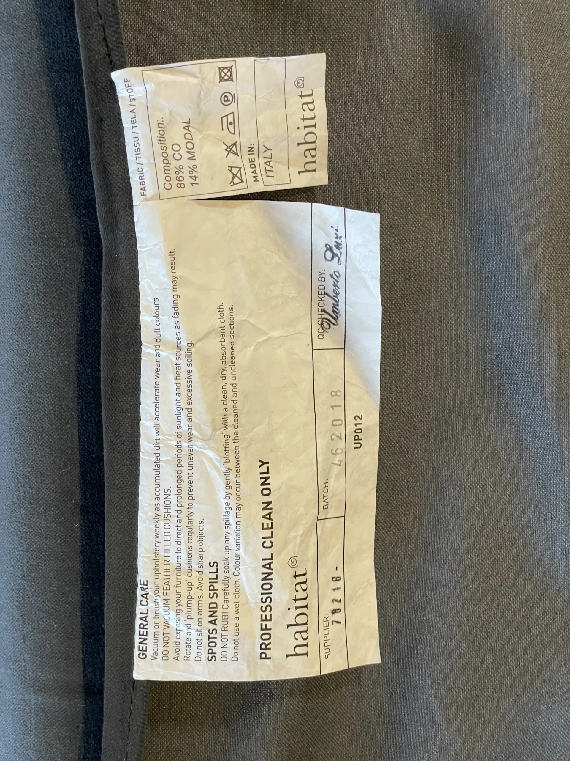 Habitat Louis 4 Seater Velvet Sofa ( Piave ) Dark Grey