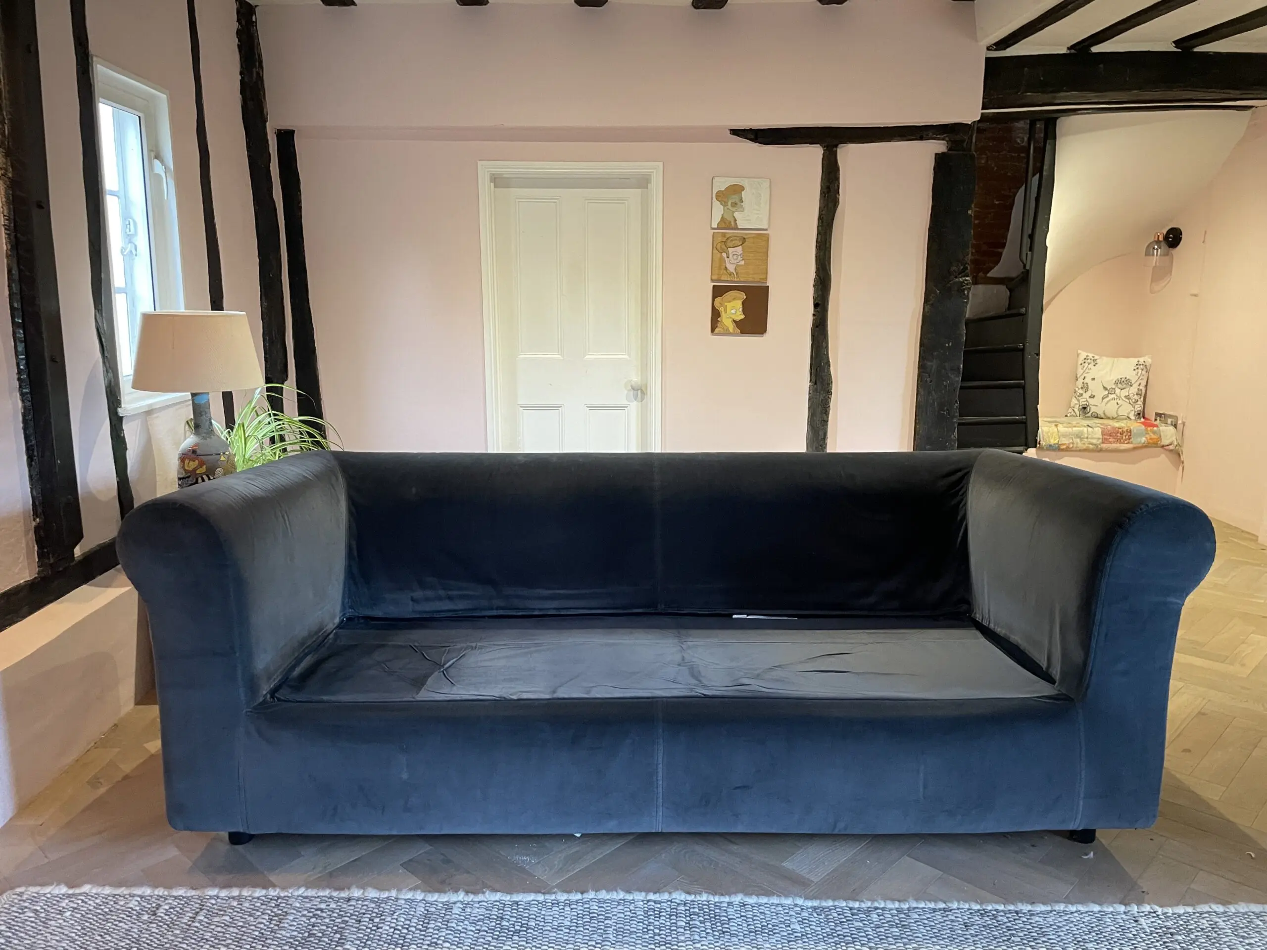 Habitat Louis 4 Seater Velvet Sofa ( Piave ) Dark Grey