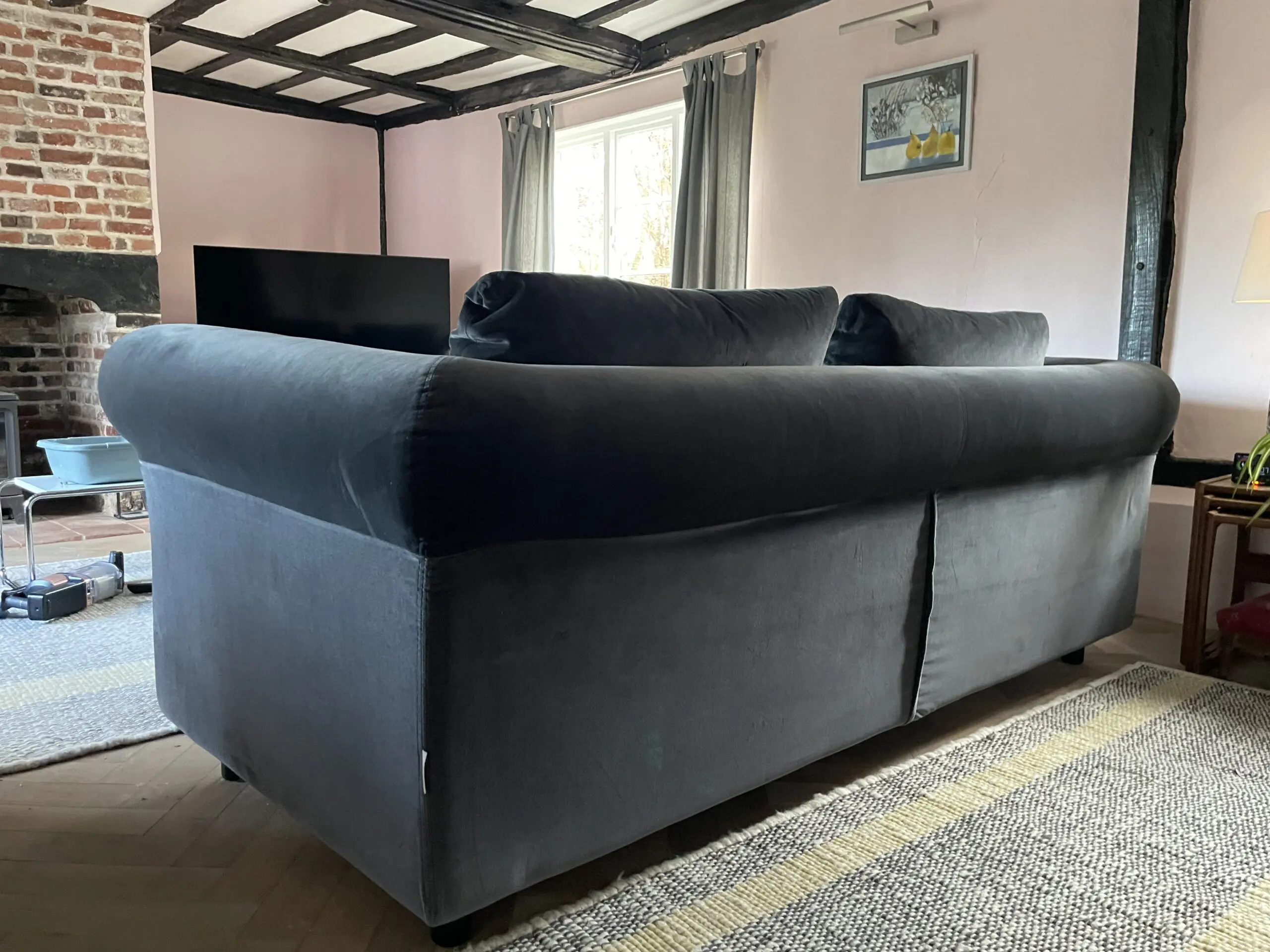 Habitat Louis 4 Seater Velvet Sofa ( Piave ) Dark Grey