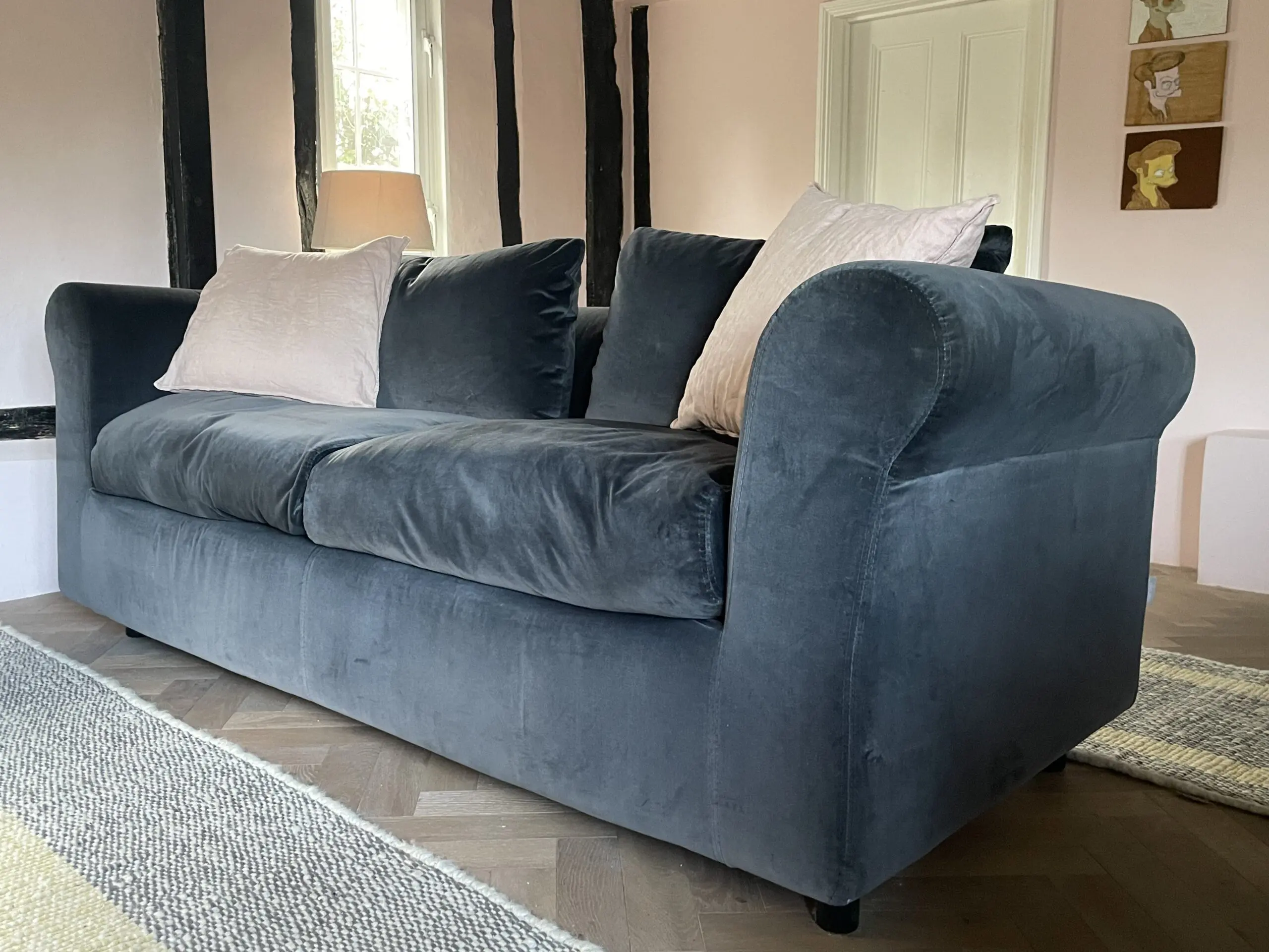 Habitat Louis 4 Seater Velvet Sofa ( Piave ) Dark Grey