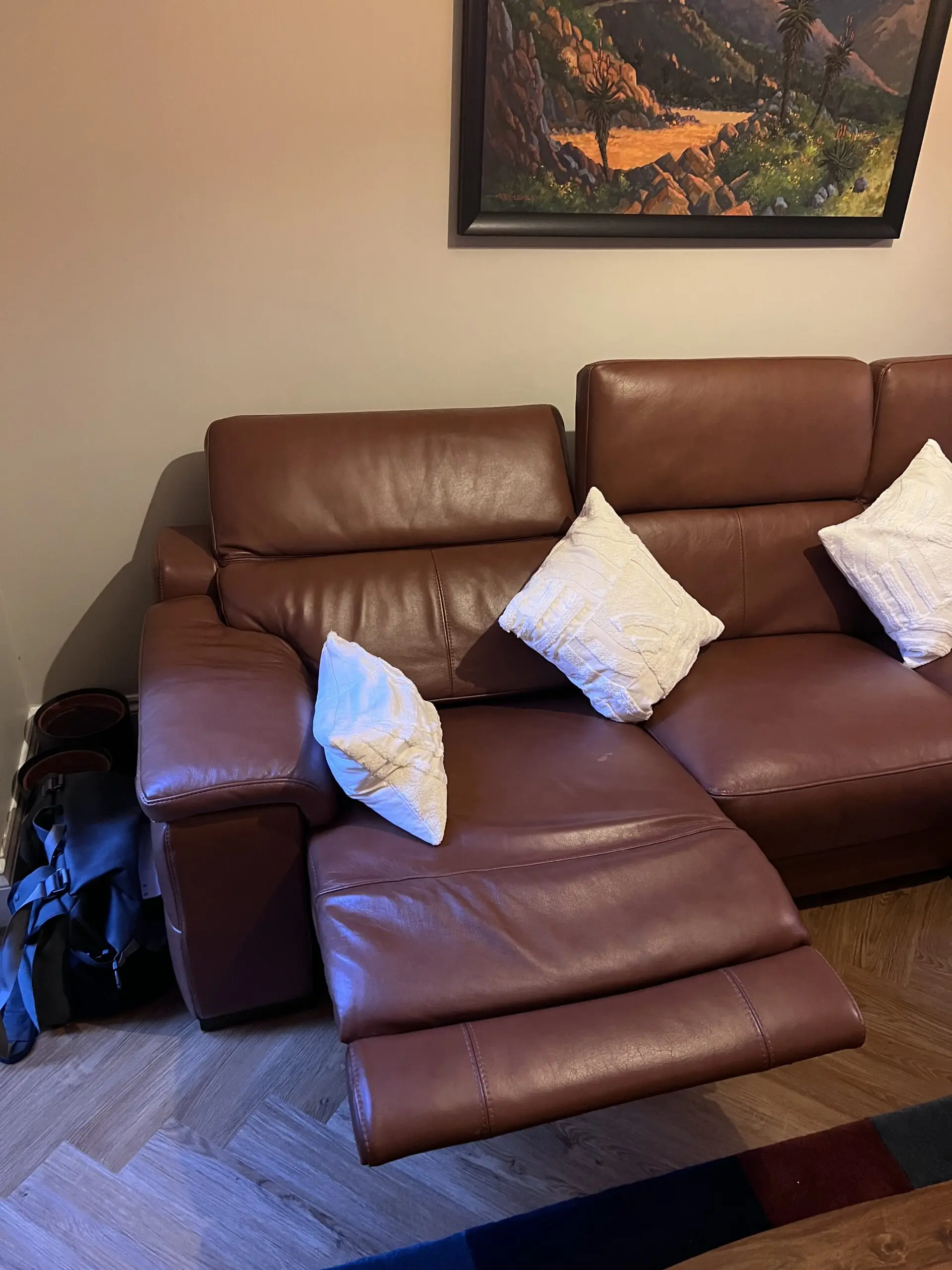 Sofology Laurence 3 Seater Chaise With Power Recliner - Brown