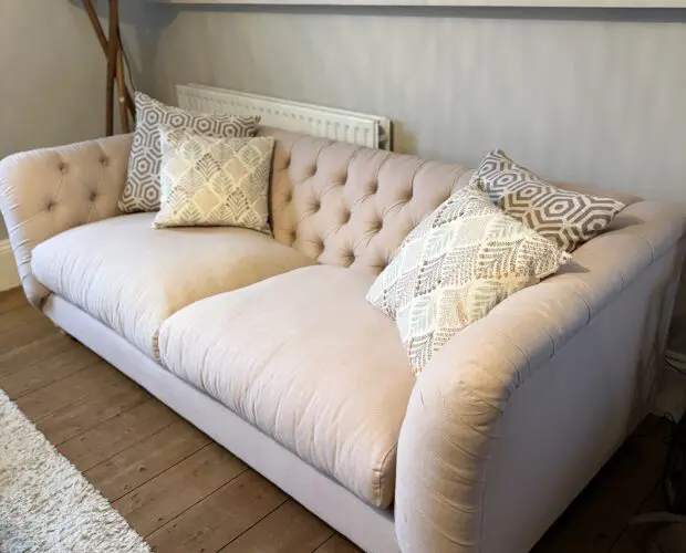 Blush Pink Linen Chesterfield Sofa