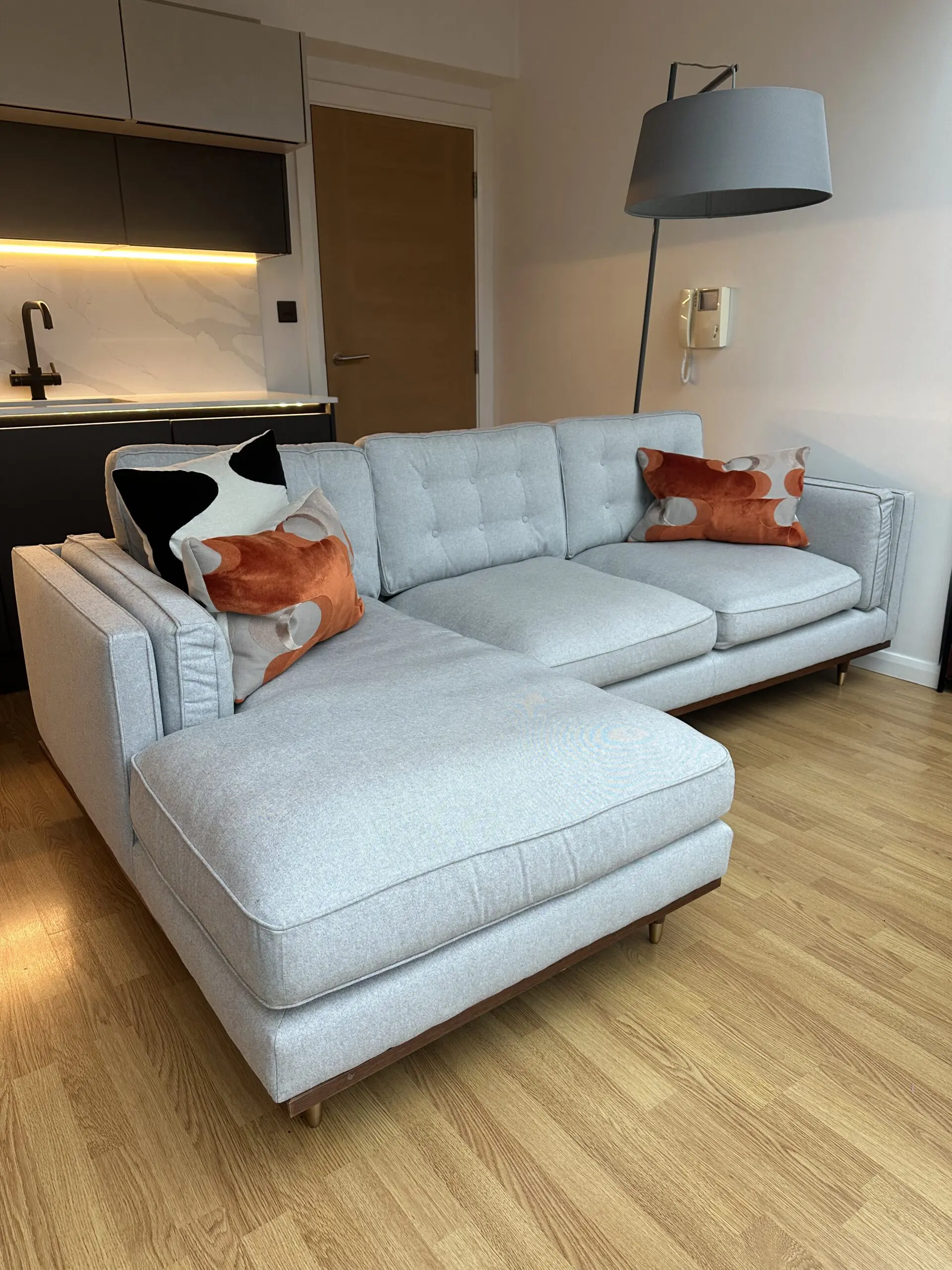 John Lewis and Swoon Lyon Grand 3 seater chaise sofa