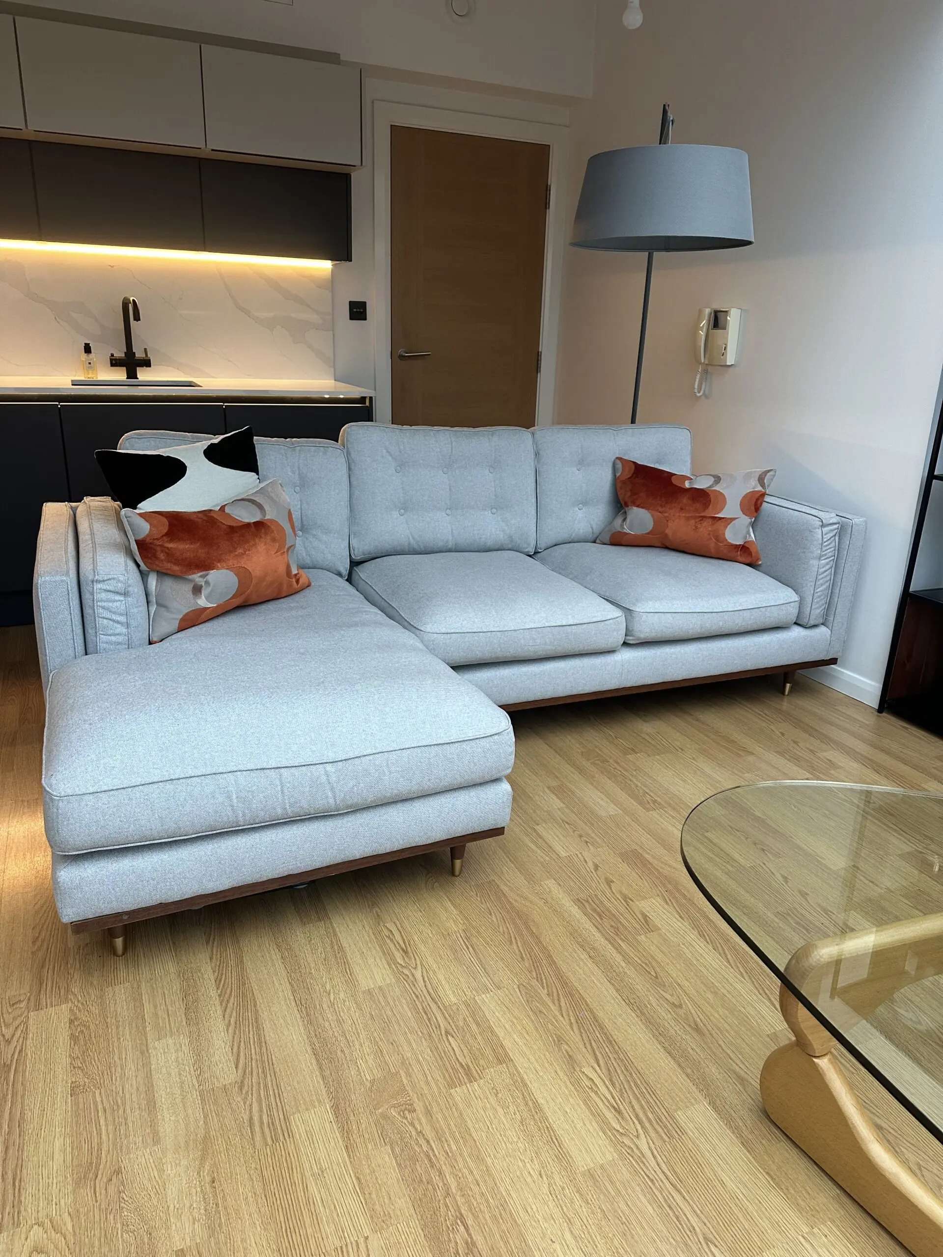 John Lewis and Swoon Lyon Grand 3 seater chaise sofa