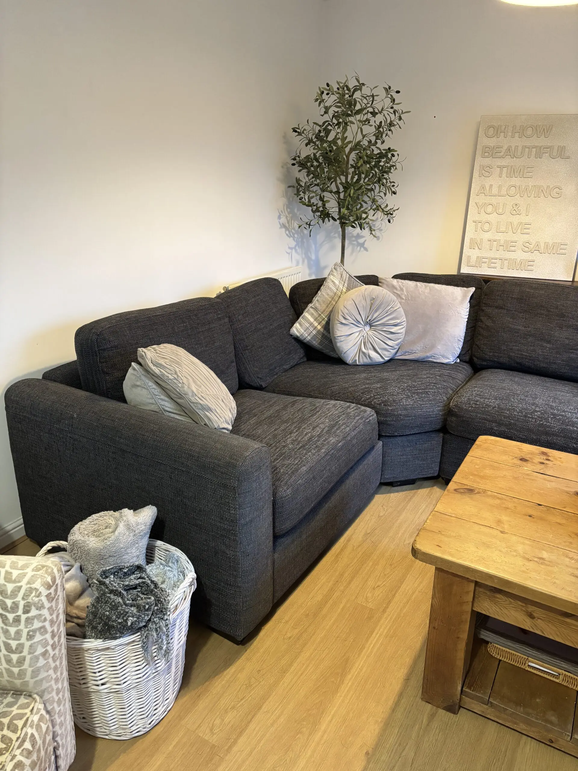 Large Grey L-Shaped Sofa