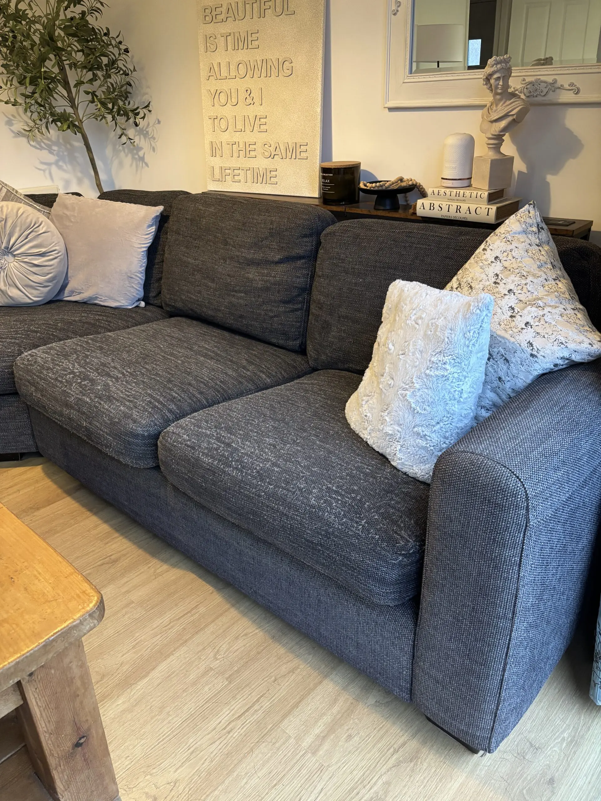 Large Grey L-Shaped Sofa