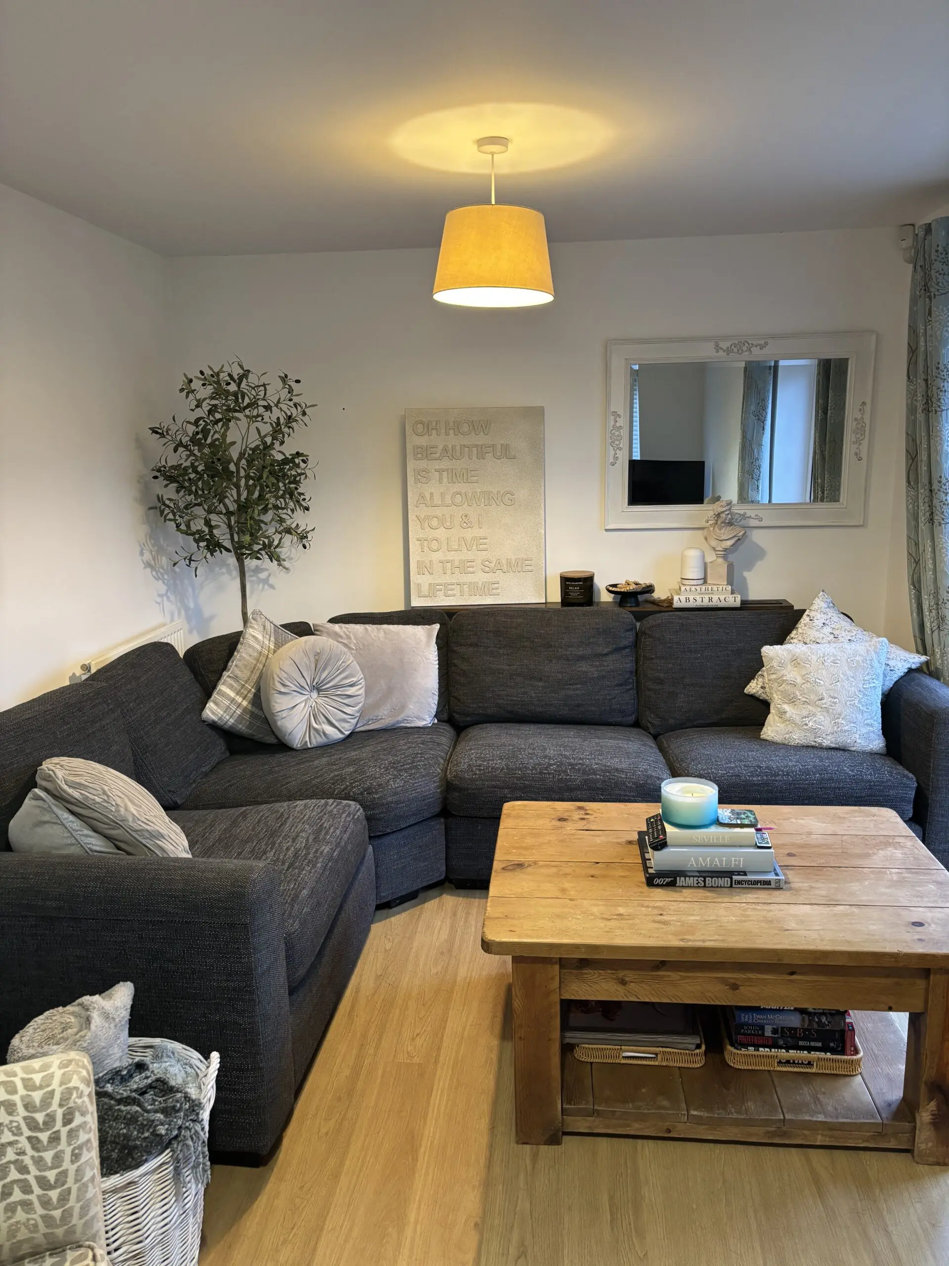 Large Grey L-Shaped Sofa