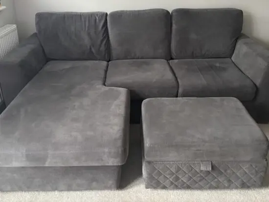 Large Grey Corner Sofa With Footstool