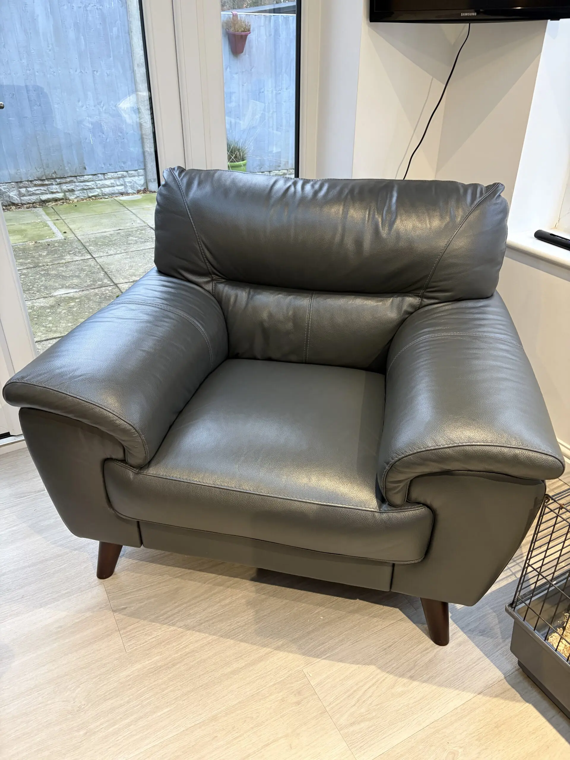 DFS Grey Leather Chairs