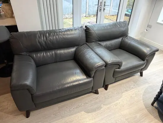 DFS Grey Leather Chairs