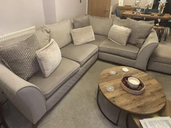 Plush Pebble Sofology Shimmer Corner Sofa & Footstool