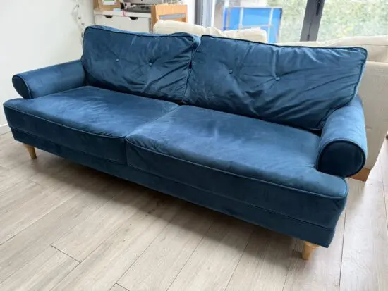 Blue velvet habitat 3 seater sofa
