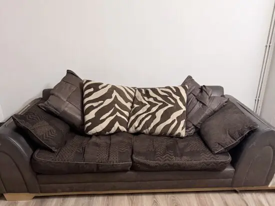 Dfs brown leather/fabric 3seater sofa
